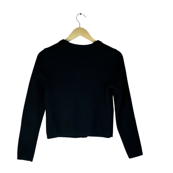 J. Crew Black Knit Lady Jacket Cardigan Gold Button Pockets Crew Neck Size XS - Picture 6 of 15